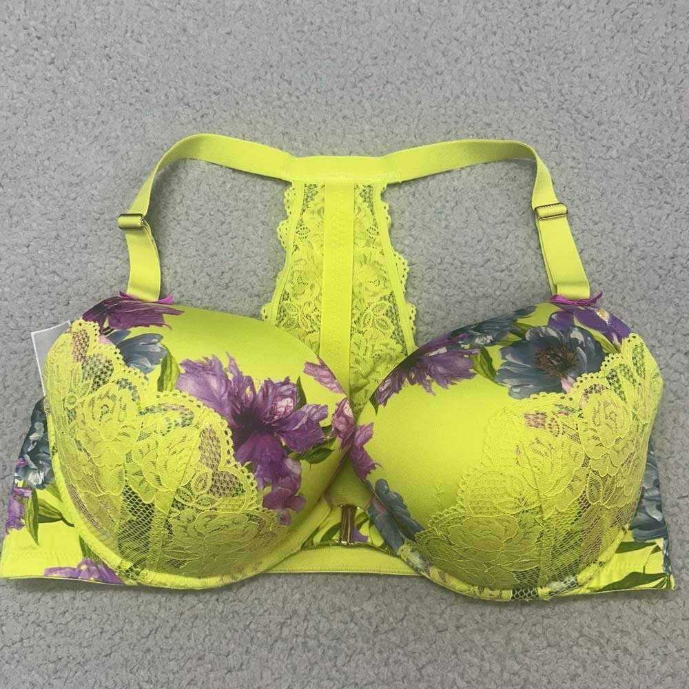 Cacique Bra 40DD Push Up Bra Boost Plunge Lane Bryant FC Floral